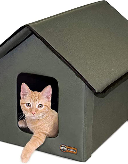 Load image into Gallery viewer, Outdoor Cat House for outside Pets, Weatherproof Outdoor Cat House for Ferals, Insulated Kitty Shelter, 2 Doors, Waterproof Removable Floor Pad, Unheated - Olive/Olive
