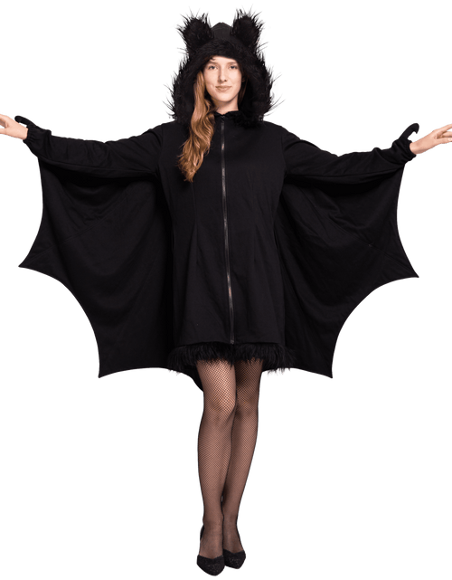 Load image into Gallery viewer, Womens Black Bat Zip Hoodie Halloween Costumes for Adults, Bat Halloween Costume Cosplay
