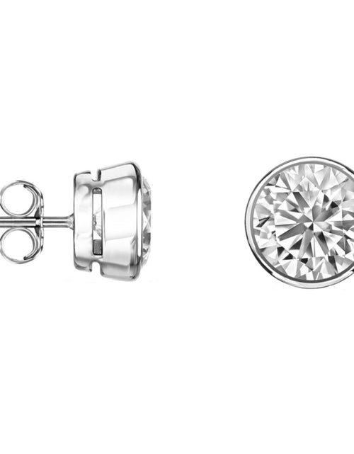 Load image into Gallery viewer, 1/2 Ct round Lab Created Grown Diamond Earrings 18K White Gold D/VVS Bezel Push
