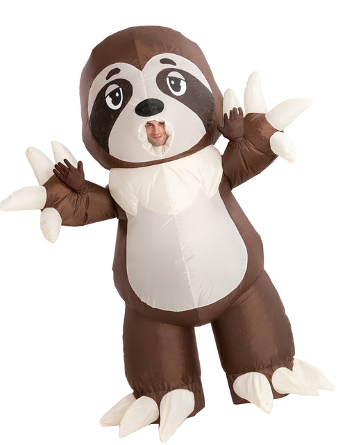 Load image into Gallery viewer, Halloween Inflatable Costume for Adults, Air Blow-Up Sloth Dress up Unisex Cosplay Costume (Brown)

