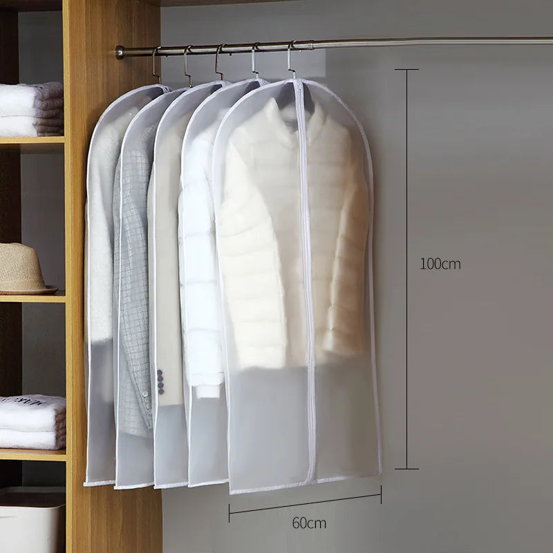 Clothes Hanging Dust Cover Wedding Dress Cover Suit Coat Storage Bag Transparent Fully Enclosed Clothes Cover with Zipper