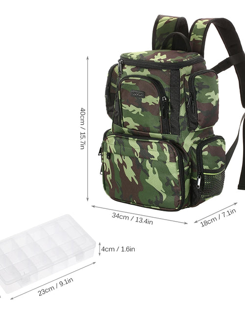 Load image into Gallery viewer, Lixada Fishing Backpack Waterproof Fishing Lures Reel Bag Adjustable Straps Fish Tackle Storage Bag +Fishing Tackle Boxes

