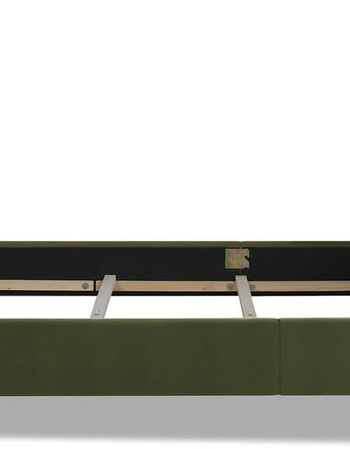 Load image into Gallery viewer, Marcella Upholstered Shelter Headboard Bed Set, Queen, Olive Green Performance Velvet
