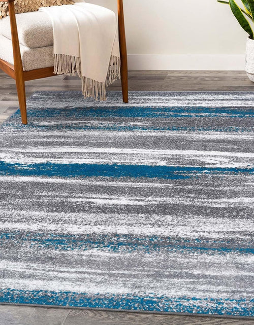 Load image into Gallery viewer, Modern Abstract Turquoise 9X12 Area Rug
