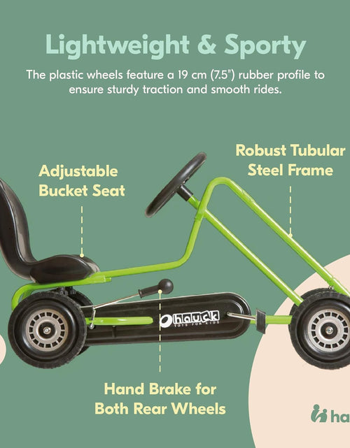 Load image into Gallery viewer, Kids Pedal Go Kart, 4 Wheel Bike Cart, Ages 4-8, Lightning Ride, Race Green - Outdoor Bicycle Karts with Plastic Wheels for Boys and Girls
