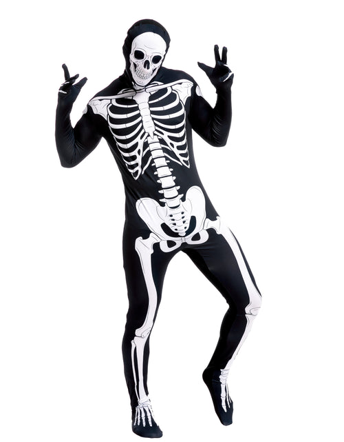 Load image into Gallery viewer, Skeleton Costume for Adults, Skeleton Bone Bodysuit Halloween Costumes for Men with Skeleton Hood Mask, Halloween Party Fancy Dress-Up

