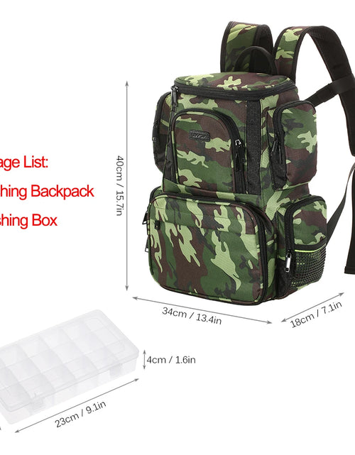 Load image into Gallery viewer, Lixada Fishing Backpack Waterproof Fishing Lures Reel Bag Adjustable Straps Fish Tackle Storage Bag +Fishing Tackle Boxes
