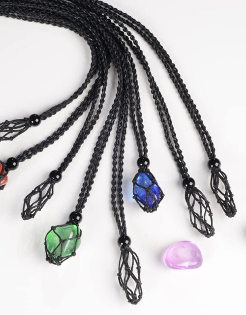Load image into Gallery viewer, 18 PCS Crystal Cage Necklace Holder Necklace Cord Empty Stone Holder Hand-Woven
