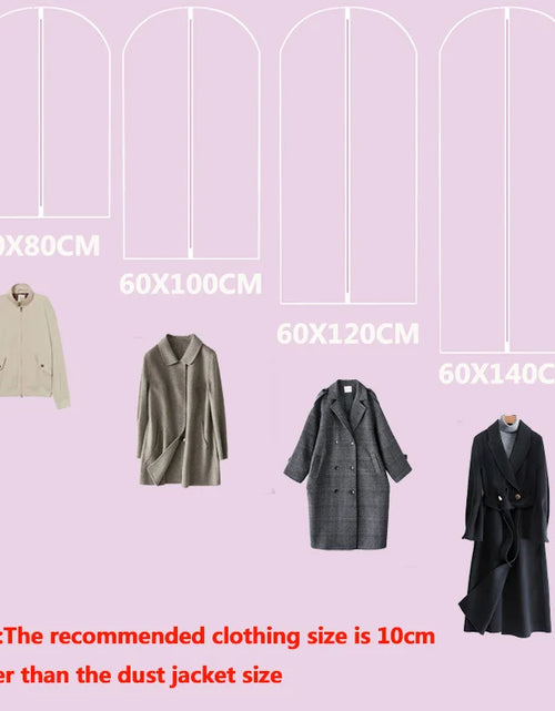 Load image into Gallery viewer, Clothes Hanging Dust Cover Wedding Dress Cover Suit Coat Storage Bag Transparent Fully Enclosed Clothes Cover with Zipper
