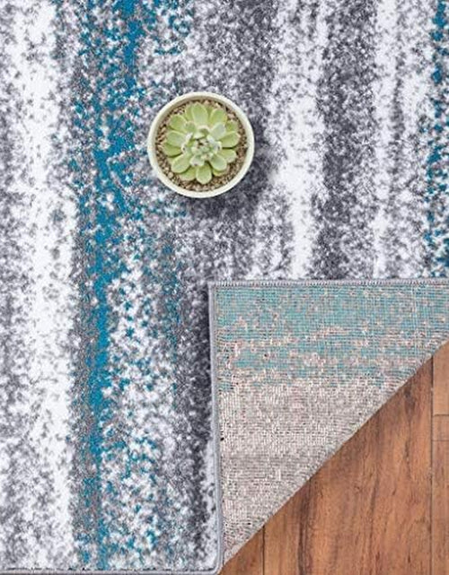 Load image into Gallery viewer, Modern Abstract Turquoise 9X12 Area Rug

