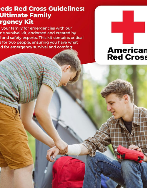 Load image into Gallery viewer, First My Family All-In-One Premium 2-Person Emergency Survival Kit | Hurricane &amp; Earthquake Preparedness Supplies | Disaster Backpack with 72-Hour Survival Gear, First Aid, and More
