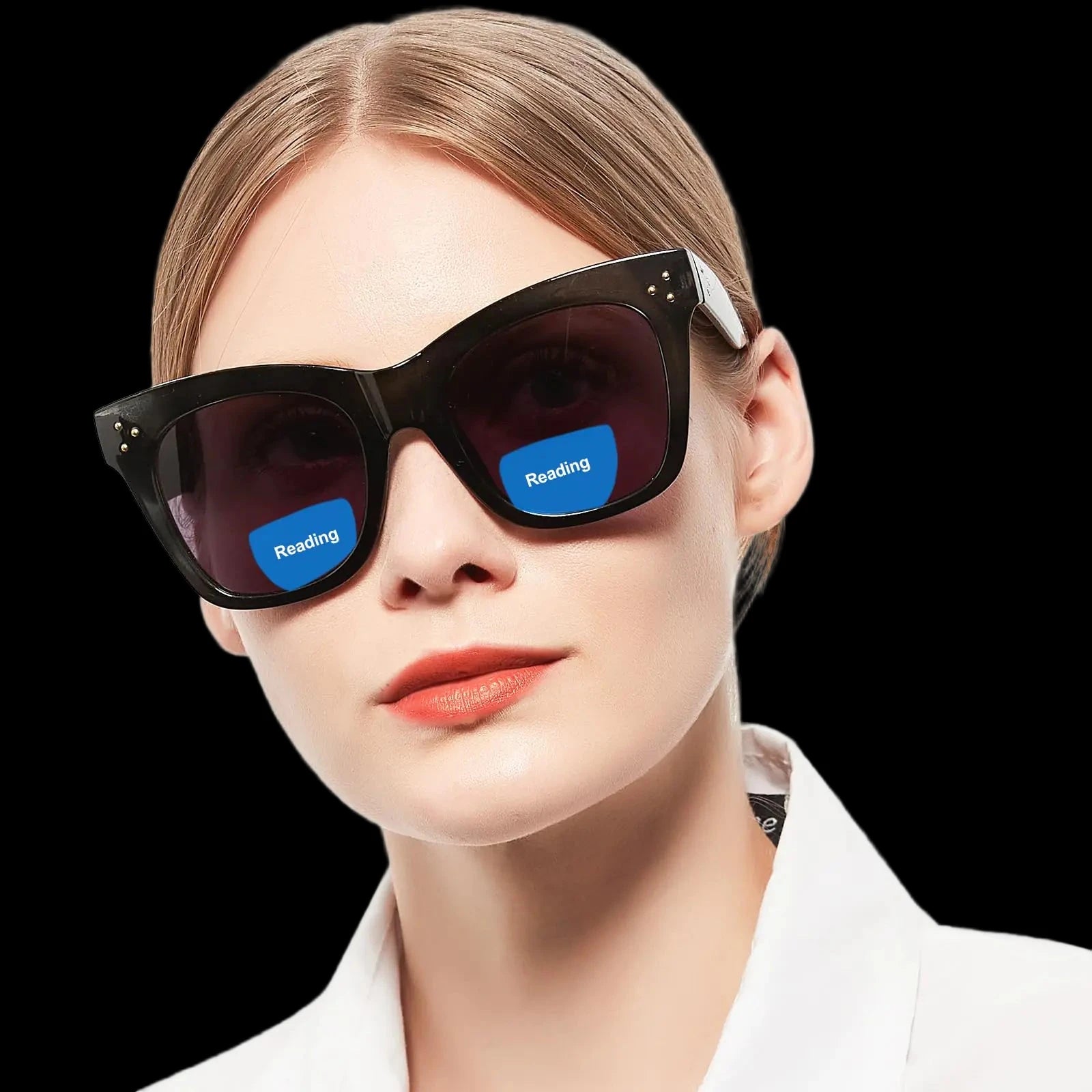WEMOOTANTS Bifocal Sunglasses 1.5 for Women Oversized Dual Focal Reading Sun Glasses for Driving Black Frame