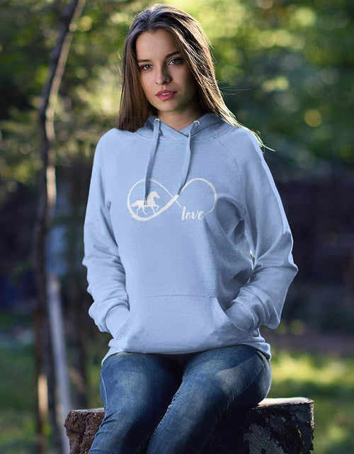 Load image into Gallery viewer, Infinity Love Horse Hoodie for Women and Teen Girls Equestrian Horseback Riding Gift Idea Sweatshirt with Horses

