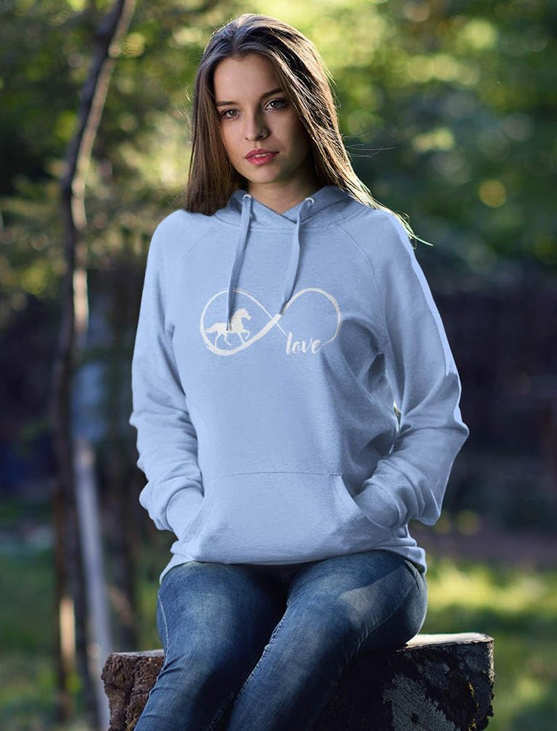 Infinity Love Horse Hoodie for Women and Teen Girls Equestrian Horseback Riding Gift Idea Sweatshirt with Horses