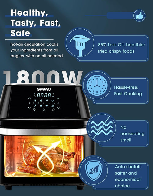 Load image into Gallery viewer, Air Fryer Oven 17-Quart,  1800W Countertop Air Fryer Toaster Oven Combo with Rotisserie &amp; Dehydrator, Digital Controls, 8 Presets, Rich Accessories &amp; Cookbook (40+ Recipes), ETL Certified

