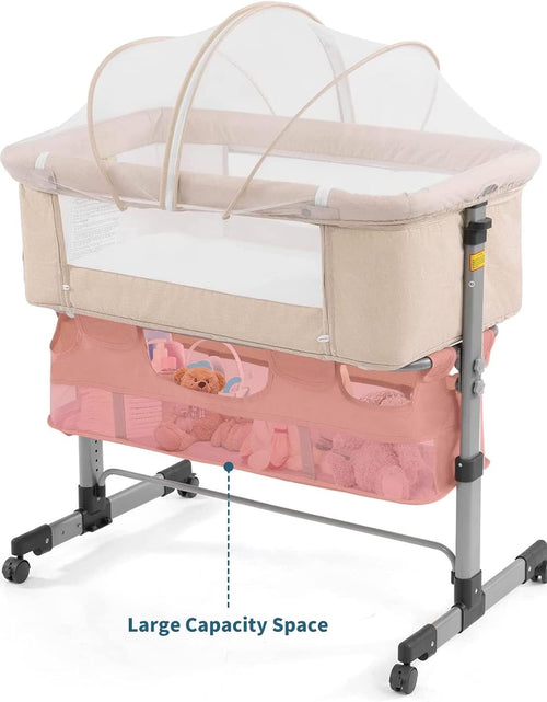 Load image into Gallery viewer, 3In1 Bedside Crib for Girl or Boy, Bedside Sleeper for Baby Portable and Adjustable Crib with Mosquito Net for Newborn Baby,Deep Khaki
