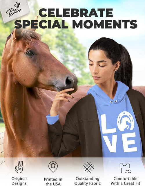 Load image into Gallery viewer, Infinity Love Horse Hoodie for Women and Teen Girls Equestrian Horseback Riding Gift Idea Sweatshirt with Horses
