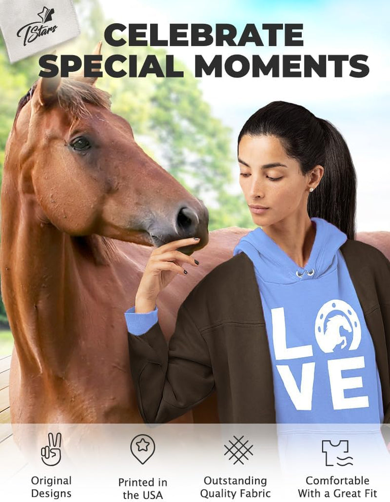 Infinity Love Horse Hoodie for Women and Teen Girls Equestrian Horseback Riding Gift Idea Sweatshirt with Horses