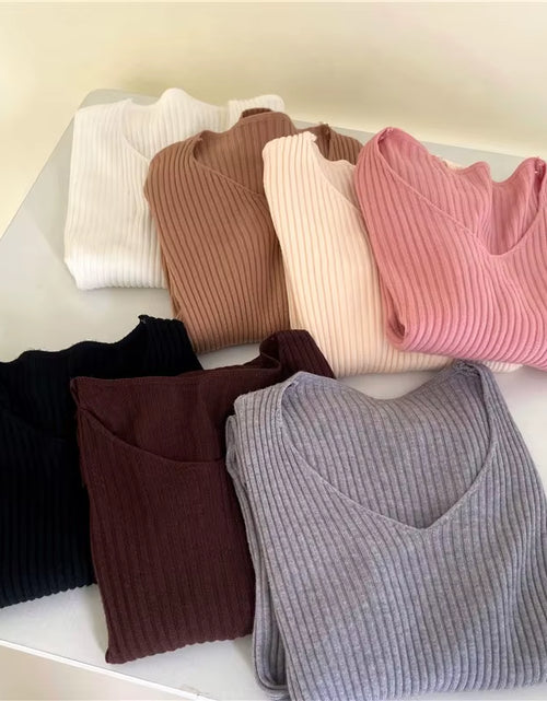Load image into Gallery viewer, Casual Long Sleeve Knitted Pullover 2025 Autumn Winter Women Sweaters Femme Basic Solid Jersey Tops Fashion Clothes
