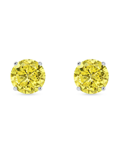 Load image into Gallery viewer, 5.50 Ct round Cut Canary Earrings Studs Solid Real 950 Platinum Push Back Basket

