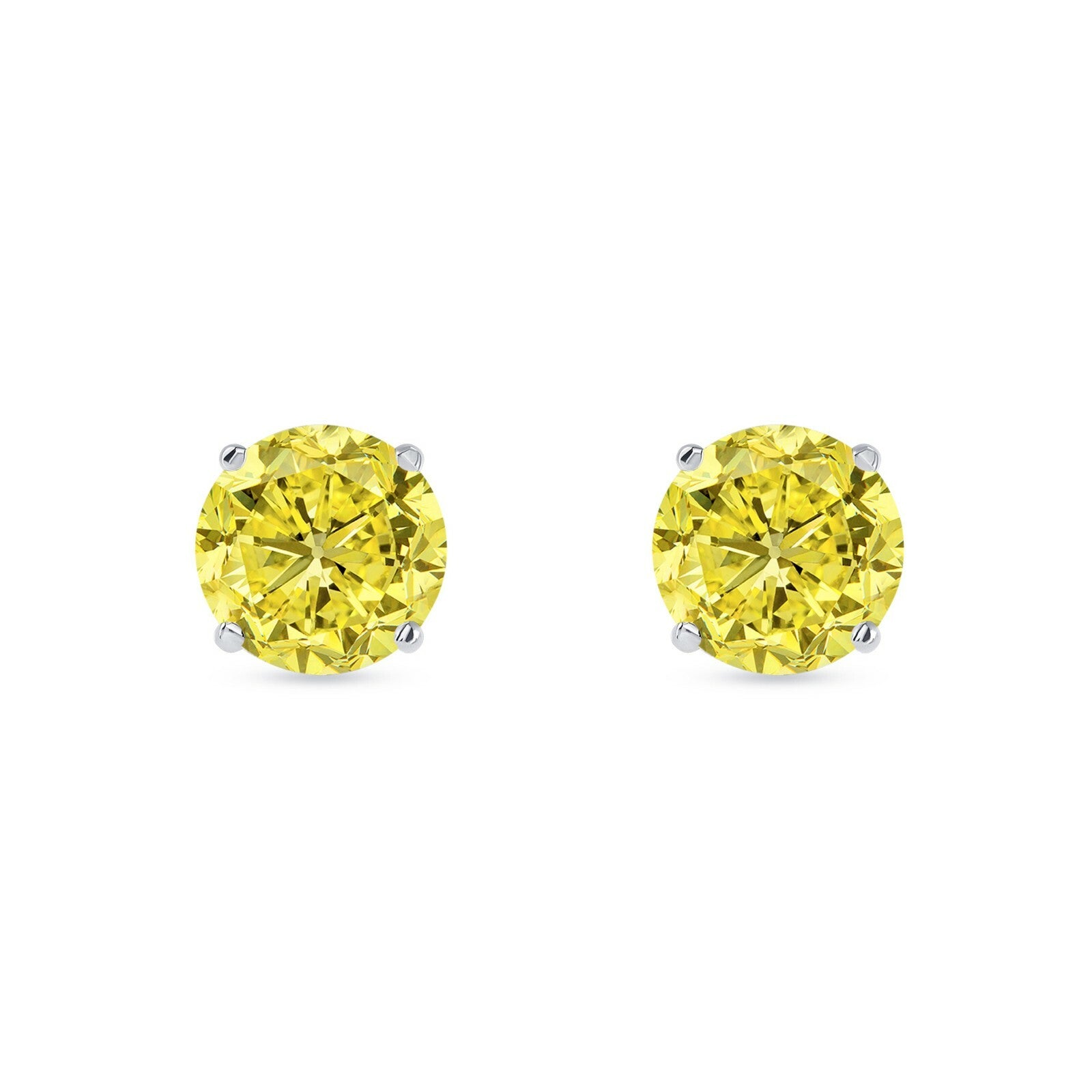 5.50 Ct round Cut Canary Earrings Studs Solid Real 950 Platinum Push Back Basket