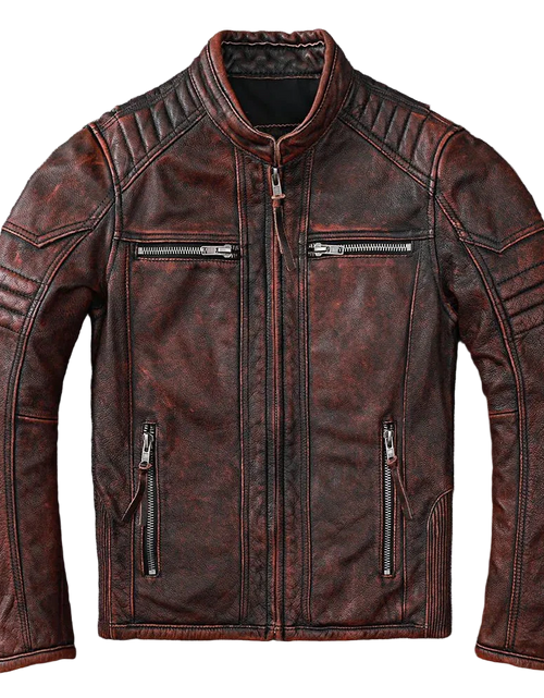 Load image into Gallery viewer, Harley Motorcycle Jacket in Vintage Genuine Leather
