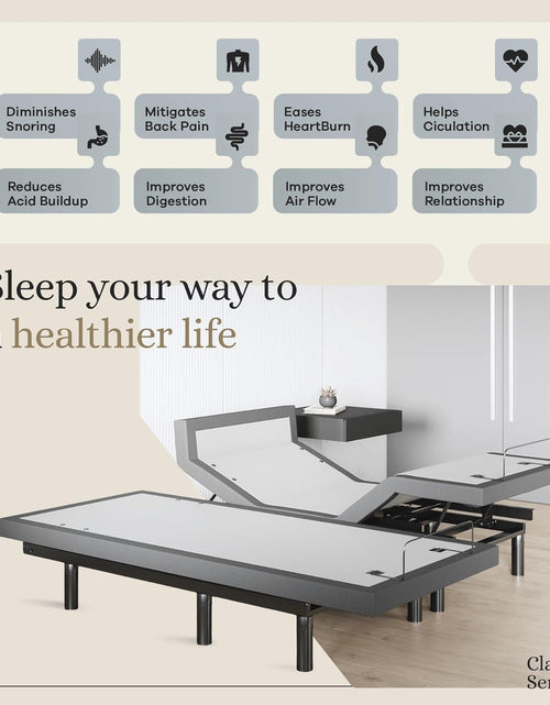 Load image into Gallery viewer, Harmony Adjustable Bed Base, Head and Foot Lift, Massage, Under-Bed Lights, USB, Gel Memory, Zero Gravity Smart Frame - Split King

