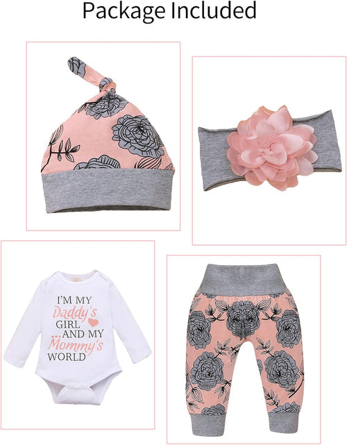Load image into Gallery viewer, Toddler Girl Clothes Long Sleeve Fall Outfit Daddys Little Girl Baby Clothes Rose Flower Pant Girl Boutique Clothing Set 12-18 Months
