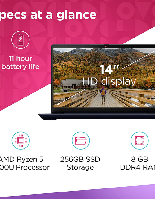 Load image into Gallery viewer, Ideapad 3 Laptop, 14.0&quot; FHD Display, AMD Ryzen 5 5500U, 8GB RAM, 256GB Storage, AMD Radeon 7 Graphics, Windows 11 Home, Abyss Blue
