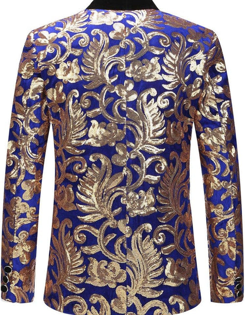 Load image into Gallery viewer, Men Fashion Velvet Sequins Floral Pattern Suit Jacket Blazer

