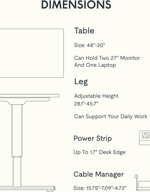 Load image into Gallery viewer, EN2 Whole-Piece Standing Desk with Clamp Power Strip, 48 X 30&#39;&#39; Height Adjustable Electric Stand up Desk with Cable Management (Gray Frame + Mahogany Top, 2 Packages)
