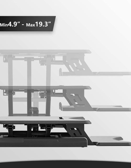 Load image into Gallery viewer, Standing Desk with Height Adjustable 42 Inches Standing Desk Converter Stand up Riser Tabletop Workstation Fits Dual Monitor Black
