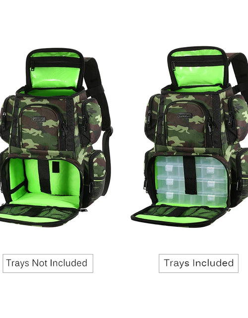 Load image into Gallery viewer, Lixada Fishing Backpack Waterproof Fishing Lures Reel Bag Adjustable Straps Fish Tackle Storage Bag +Fishing Tackle Boxes

