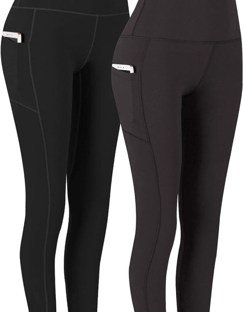 Load image into Gallery viewer, 2 Pack High Waist Yoga Pants, Pocket Yoga Pants Tummy Control Workout Running 4 Way Stretch Yoga Leggings
