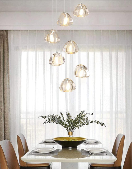 Load image into Gallery viewer, 7-Light Chandeliers for Dining Room LED Light Hanging Ceiling Pendant Light Fixtures for Kitchen Island Modern Crystal Flush Mount Ceiling Lighting for Bedroom Bulbs Included
