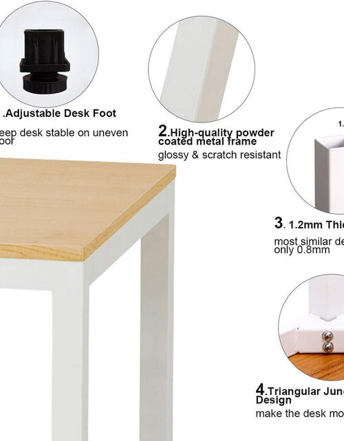 Load image into Gallery viewer, 55 Inch Large Computer Desk - Modern Simple Style Home Office Gaming Desk, Basic Writing Table for Study Student, White Metal Frame, Teak
