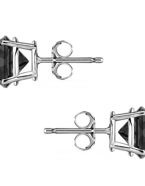 Load image into Gallery viewer, 6 Ct round Cut Black Earrings Studs Solid Real 950 Platinum Push Back Basket
