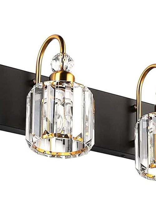 Load image into Gallery viewer, LED Modern Vanity Lights Fixtures 4 Lights Black Vanity Lights Crystal Modern Matte Black Vanity Lights for Bathroom
