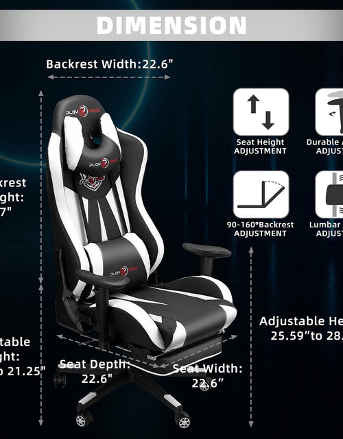 Load image into Gallery viewer, Gaming Chair with Footrest, Gaming Chairs, Comfortable Office Chairs Ergonomic Computer Gamer Chair with Headrest and Lumbar Support, High Back Gaming Chairs for Teens Adults, White
