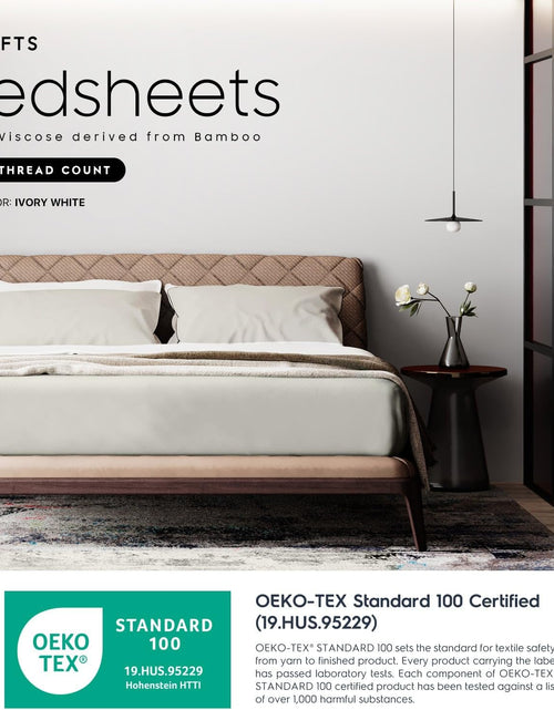 Load image into Gallery viewer, King Sheets Set, Pure 100% Viscose Derived from Bamboo Bed Sheets Set, Luxuriously Soft, Silky, Cooling Sheets, Double Stitched, Lifetime Quality Promise (Ivory White)
