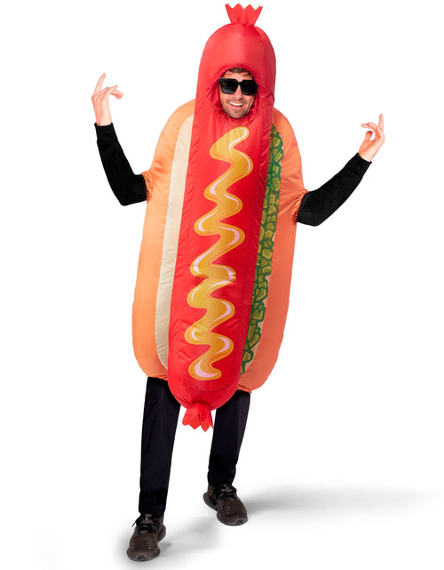 Load image into Gallery viewer, Adult Inflatable Costume, Full Body Hot Dog Inflatable Costume, Food Themed Halloween Costume, Perfect for Halloween Role Playing Party
