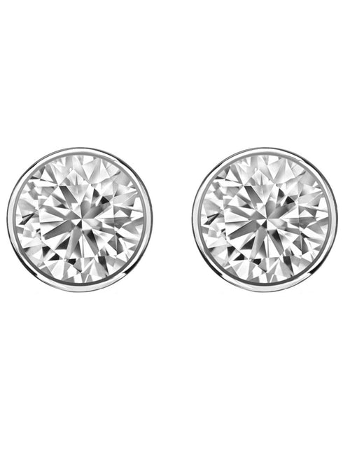 Load image into Gallery viewer, 1/2 Ct round Lab Created Grown Diamond Earrings 18K White Gold D/VVS Bezel Push
