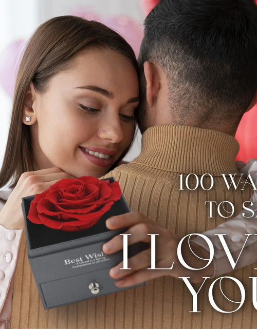 Load image into Gallery viewer, Glamour Boutique Preserved Rose in a Box with I Love You Necklace in 100 Languag
