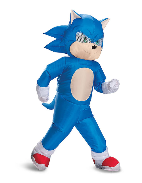 Load image into Gallery viewer, Sonic Inflatable Kids Costume, Official Sonic Move 3 Inflating Costume with Fan, One Size Child
