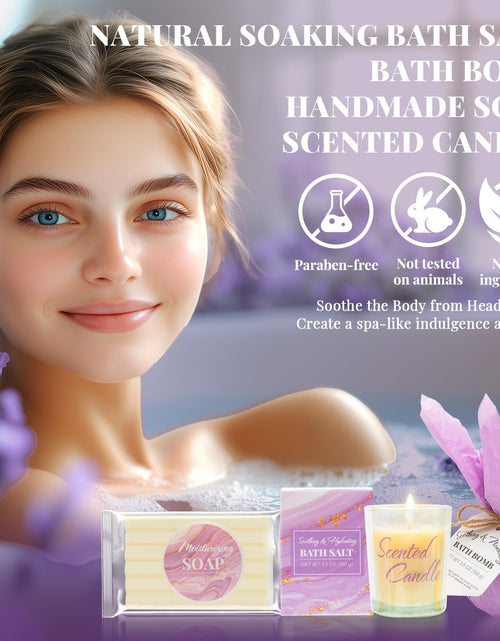 Load image into Gallery viewer, Self Care Gifts for Women Get Well Soon Gifts, Purple Birthday Gift Baskets, 8Pcs Lavender Bath and Body Sets with 20Oz Vacuum Insulated Tumbler Mother&#39;S Day Gifts for Mom
