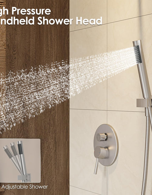 Load image into Gallery viewer, Bathtub Shower Faucet Set, Tub Shower System with 3-Way Shower Valve, High Pressure 10&quot; Rain Shower Head with Handheld Spray Combo, Wall Mounted Rainfall Shower Head Set, Brushed Nickel
