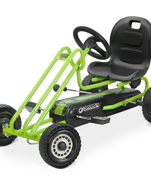Load image into Gallery viewer, Kids Pedal Go Kart, 4 Wheel Bike Cart, Ages 4-8, Lightning Ride, Race Green - Outdoor Bicycle Karts with Plastic Wheels for Boys and Girls
