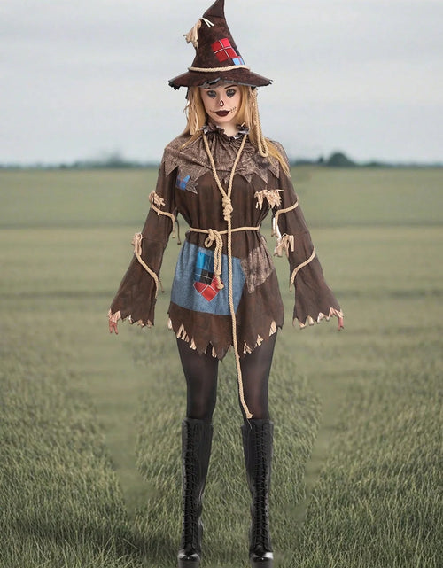 Load image into Gallery viewer, Scary Scarecrow Costume for Adult Women Halloween Dress up Party Cosplay

