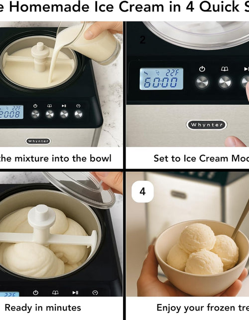 Load image into Gallery viewer, Ice Cream Maker Machine Automatic 2.1 Qt. Upright with Built-In Compressor, LCD Digital Display &amp; Timer, No Pre-Freezing, ICM-201SB, Stainless Steel
