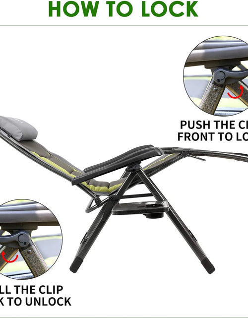 Load image into Gallery viewer, Oversize XL Zero Gravity Recliner Padded Patio Lounger Chair with Adjustable Headrest Support 350Lbs (Olive Green)
